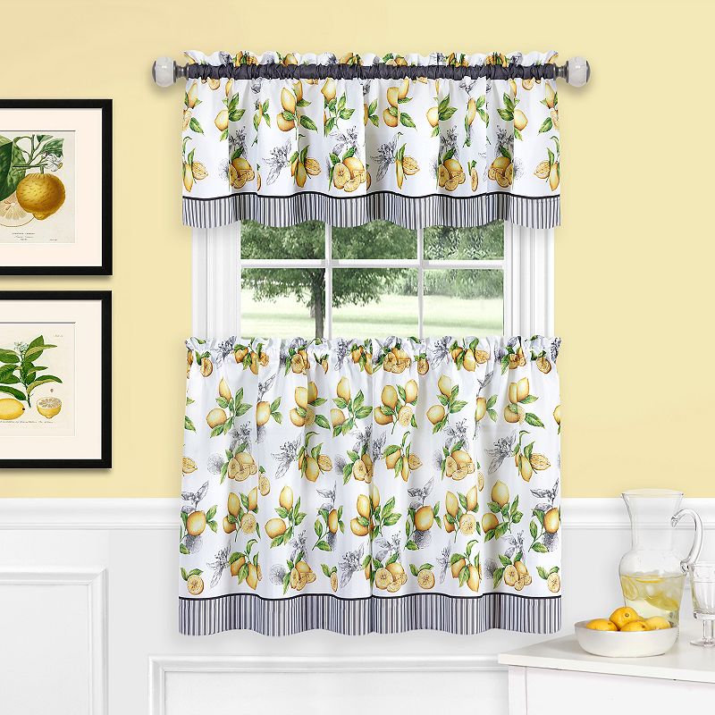 Achim Lemon Drop Tier & Valance Window Curtain Set, Yellow, 58X24
