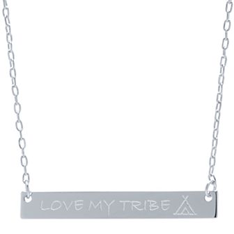Sterling Silver "Love My Tribe" Bar Necklace