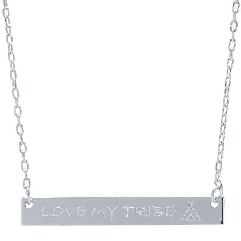 Sterling Silver Love My Tribe Bar Necklace, Womens, Size: 18