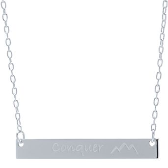Athra NJ Inc Sterling Silver "Conquer" Bar Necklace