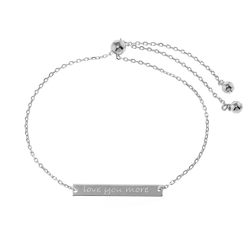 Sterling Silver Love You More Adjustable Bar Bracelet, Womens, Size: 