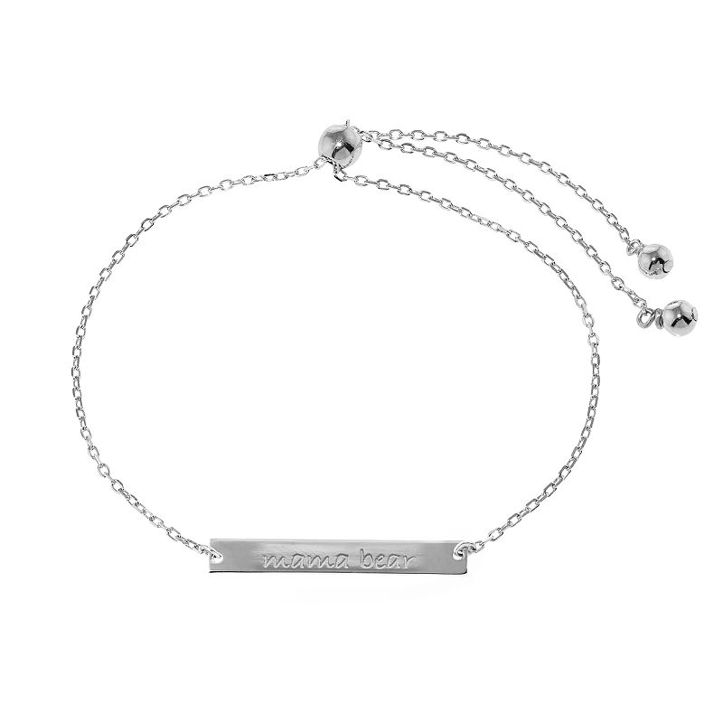 Sterling Silver Mama Bear Adjustable Bar Bracelet, Womens, Size: 10