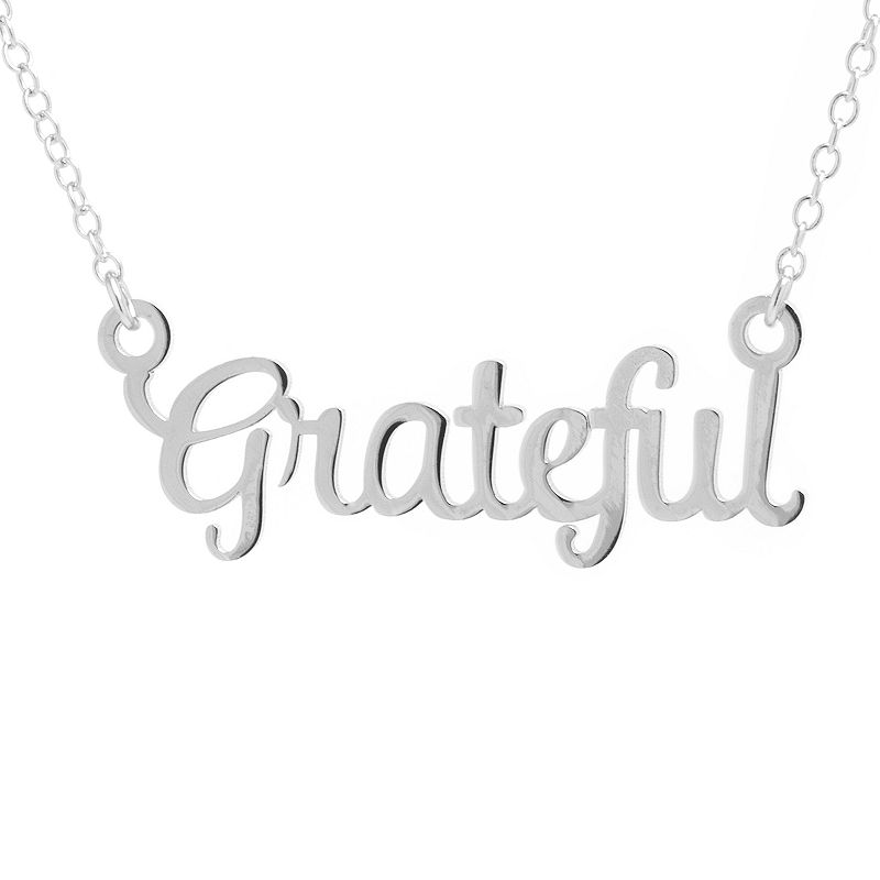 Sterling Silver Grateful Necklace, Womens, Size: 18