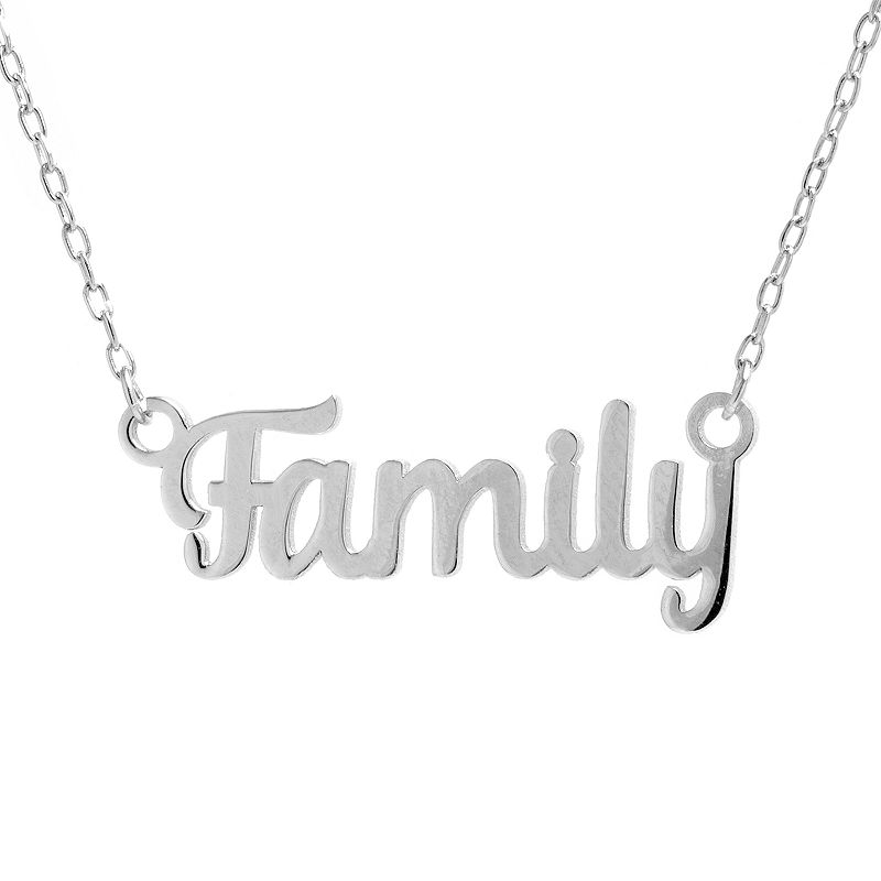 Sterling Silver Family Script Necklace, Womens, Size: 18