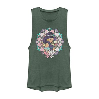 Juniors' Disney's Aladdin Jasmine Floral Watercolor Graphic Muscle Tank Top