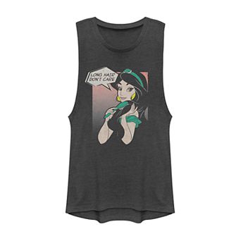 Juniors' Disney's Aladdin Jasmine "Long Hair Don't Care" Muscle Tank Top