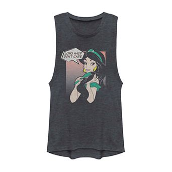Juniors' Disney's Aladdin Jasmine "Long Hair Don't Care" Muscle Tank Top