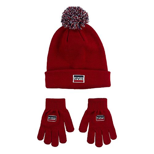 Boys Levi S Sportswear Logo Pom Beanie Gloves 2 Pc Set - super beanie red roblox