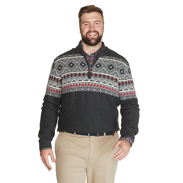 Big Tall IZOD Sportswear Fairisle Quarter Zip Sweater