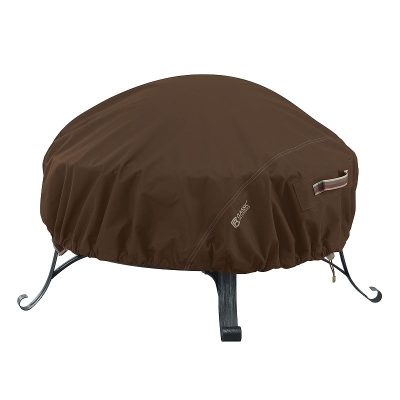 Classic Accessories Madrona Small RainProof Round Fire Pit Cover, Dark Brow