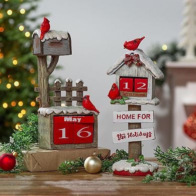 "Home For The Holidays" Birdhouse & Mailbox Table Decor 2-piece Set
