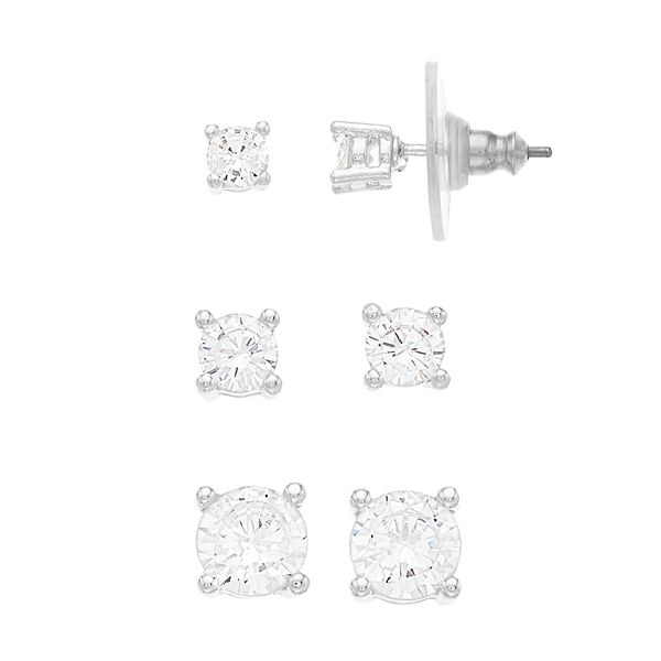 Nine West Cubic Zirconia Stud Earring Set - Clear