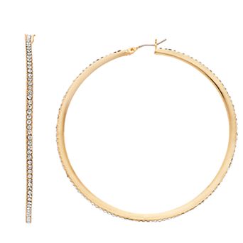 Nine West Pave Large Hoop Earrings