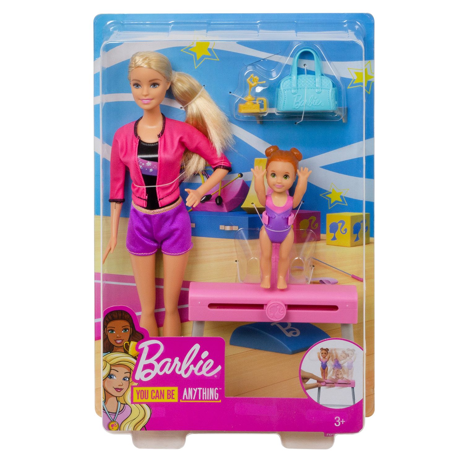 barbie gymnastic coach dolls & playset