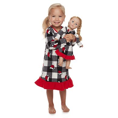 Toddler Girl Jammies For Your Families Jolly Santa Family Microfleece Nightgown & Doll Gown Set