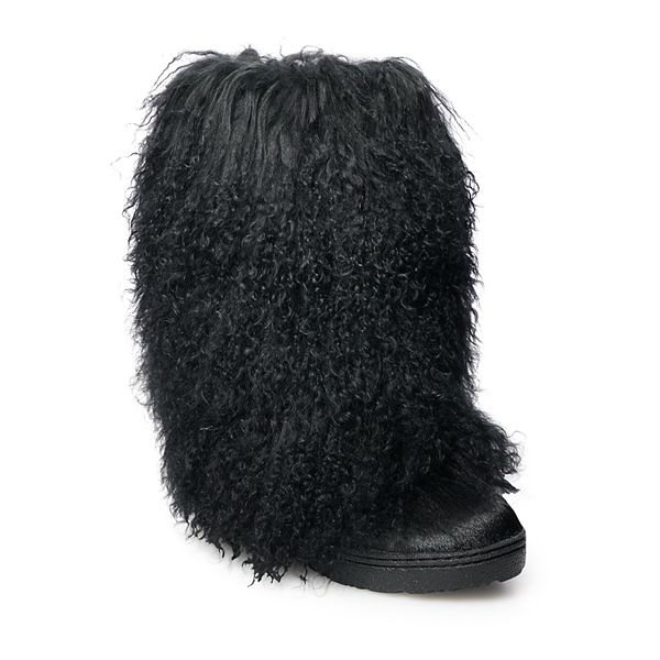 bearpaw furry black boots