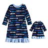 Toddler Girl Jammies For Your Families Hanukkah Family Microfleece Nightgown & Doll Gown Set