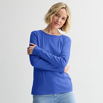 Women's Croft & Barrow® Essential Long-Sleeve Crewneck Tee
