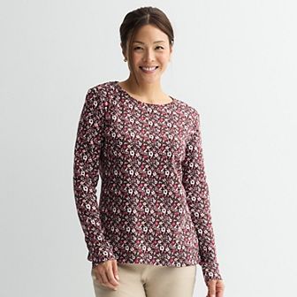 Women's Croft & Barrow® Essential Long-Sleeve Crewneck Tee