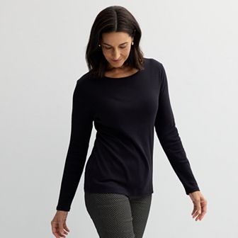 Women's Croft & Barrow® Essential Long-Sleeve Crewneck Tee