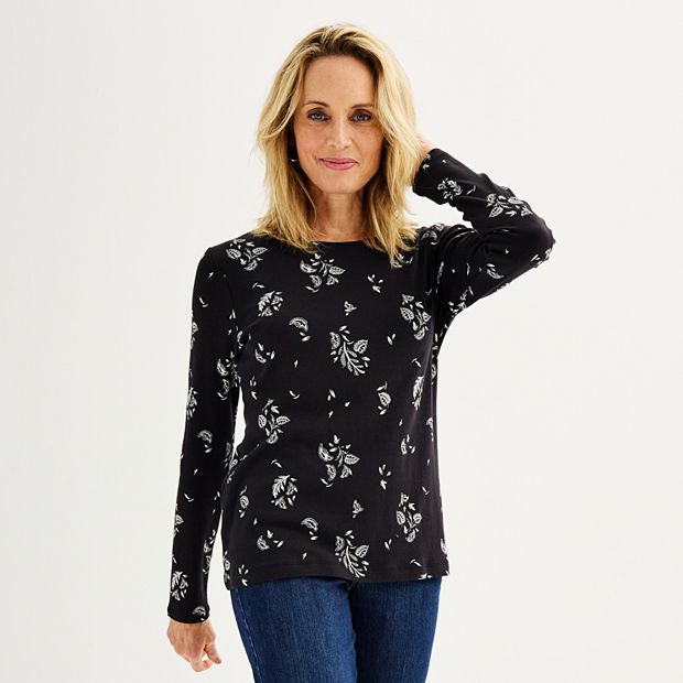 Women's Croft & Barrow® Essential Long-Sleeve Crewneck Tee