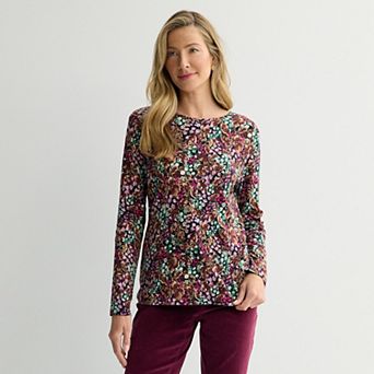 Women's Croft & Barrow® Essential Long-Sleeve Classic Crewneck Tee