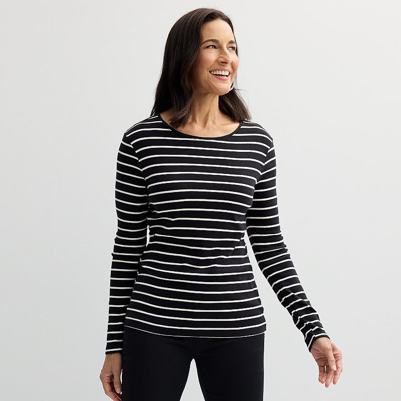 Women's Croft & Barrow® Essential Long-Sleeve Crewneck Tee