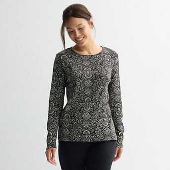 Women's Croft & Barrow® Essential Long-Sleeve Classic Crewneck Tee