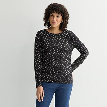Women's Croft & Barrow® Essential Long-Sleeve Classic Crewneck Tee