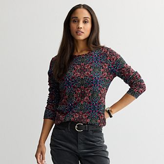 Women's Croft & Barrow® Essential Long-Sleeve Crewneck Tee
