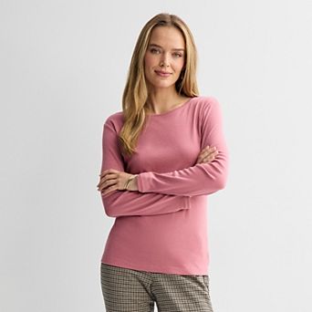 Women's Croft & Barrow® Essential Long-Sleeve Classic Crewneck Tee