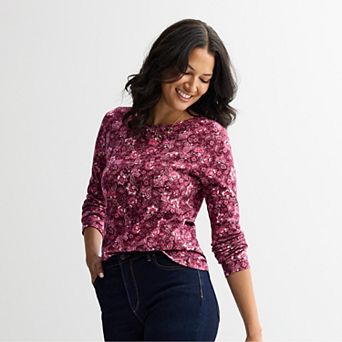 Women's Croft & Barrow® Essential Long-Sleeve Classic Crewneck Tee