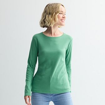 Women's Croft & Barrow® Essential Long-Sleeve Crewneck Tee