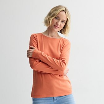 Women's Croft & Barrow® Essential Long-Sleeve Crewneck Tee