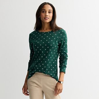 Women's Croft & Barrow® Essential Long-Sleeve Classic Crewneck Tee