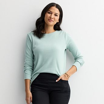 Women's Croft & Barrow® Essential Long-Sleeve Classic Crewneck Tee