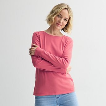 Women's Croft & Barrow® Essential Long-Sleeve Classic Crewneck Tee