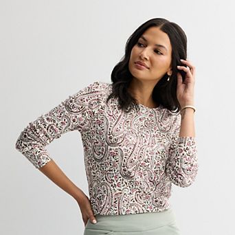 Women's Croft & Barrow® Essential Long-Sleeve Classic Crewneck Tee