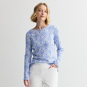 Women's Croft & Barrow® Essential Long-Sleeve Classic Crewneck Tee