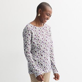 Women's Croft & Barrow® Essential Long-Sleeve Crewneck Tee