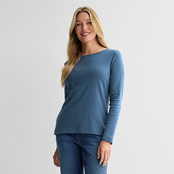 Women's Croft & Barrow® Essential Long-Sleeve Classic Crewneck Tee