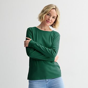 Women's Croft & Barrow® Essential Long-Sleeve Crewneck Tee