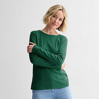 Women's Croft & Barrow® Essential Long-Sleeve Classic Crewneck Tee