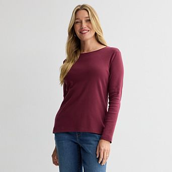 Women's Croft & Barrow® Essential Long-Sleeve Classic Crewneck Tee