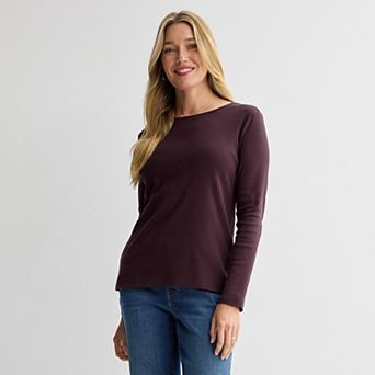 Women's Croft & Barrow® Essential Long-Sleeve Classic Crewneck Tee
