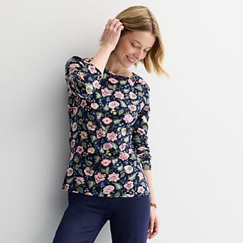 Women's Croft & Barrow® Essential Long-Sleeve Classic Crewneck Tee