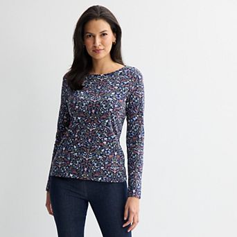 Women's Croft & Barrow® Essential Long-Sleeve Classic Crewneck Tee