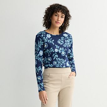 Women's Croft & Barrow® Essential Long-Sleeve Classic Crewneck Tee