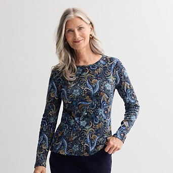 Women's Croft & Barrow® Essential Long-Sleeve Classic Crewneck Tee