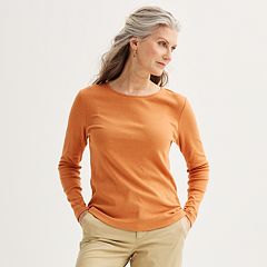 Cleveland Browns '47 Women's Skyler Parkway Cropped Long Sleeve T-Shirt -  Orange